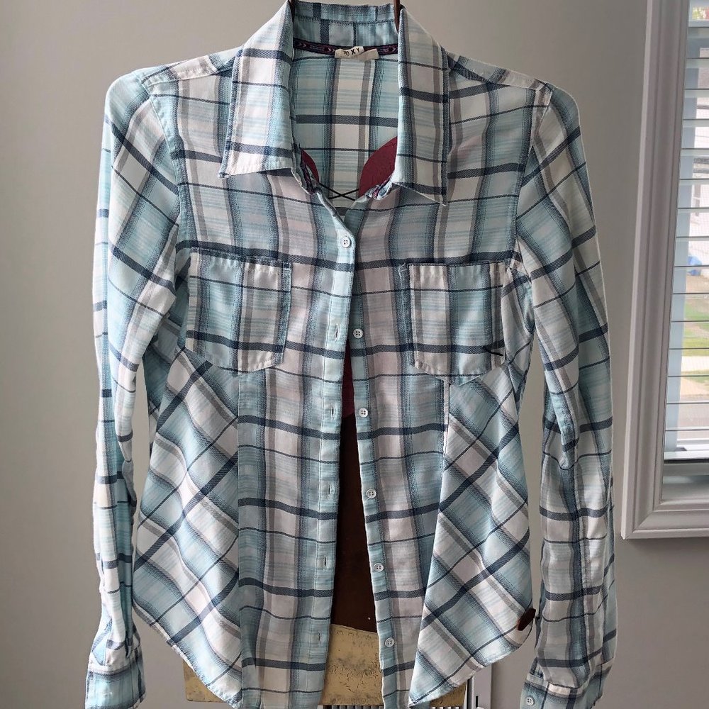 Blue, Navy & White Plaid Shirt